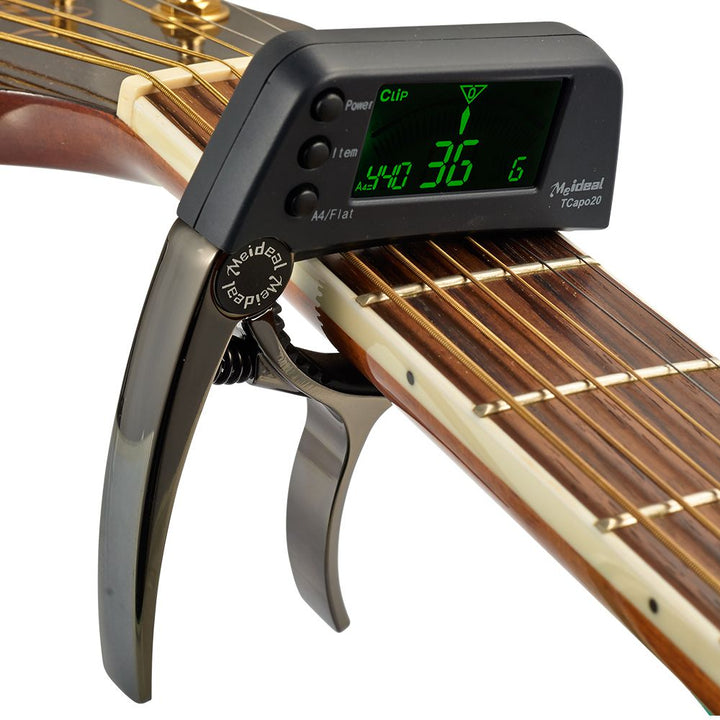 Lisslune | Capo & Tuner "TuneGrip" – 2-in-1 Guitar accessory with LCD screen