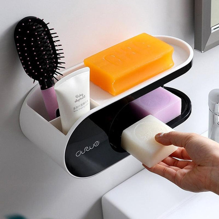 Lisslune | Elegant Nordic Soap Dish with Hook - Drill-Free Bathroom Organizer