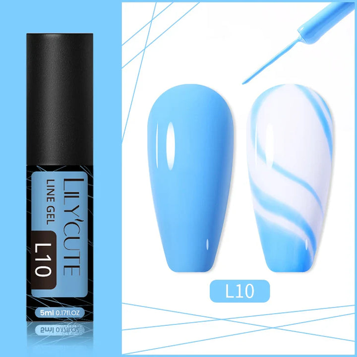 Rynx | 5ml Line Nail Art Polish Liner Pen Gel with Brush Varnish Semi Permanent Gel Nail Polish Wire Drawing Line Nail Art Tool