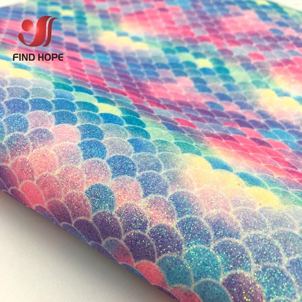 Lisslune | Glittery Rainbow Craft Fabric - 20x30cm Iridescent Art Supplies