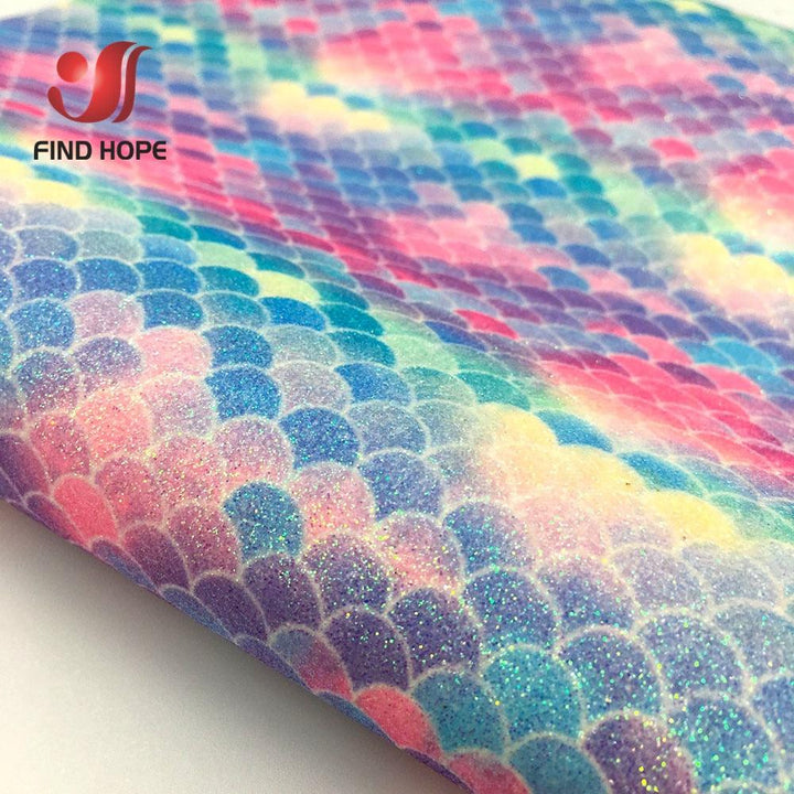 Lisslune | Glittery Rainbow Craft Fabric - 20x30cm Iridescent Art Supplies