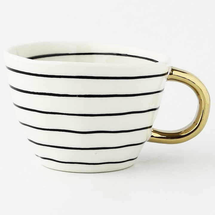 Lisslune | Cup with abstract geometric pattern and gold handle