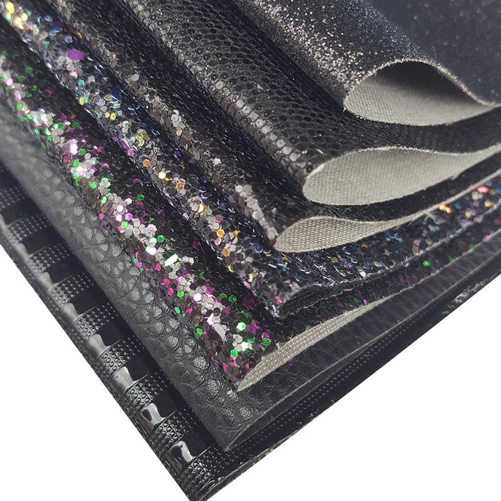 Lisslune | Sparkling Black Synthetic Leather Craft Set - Essential DIY Supplies