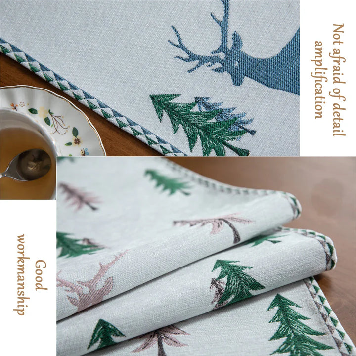 Rynx | Christmas Chenille Tassel Table Runner, Cotton-Linen Thick Fabric Table Decoration, Dining Room Restaurant Modern Decoration Supplies