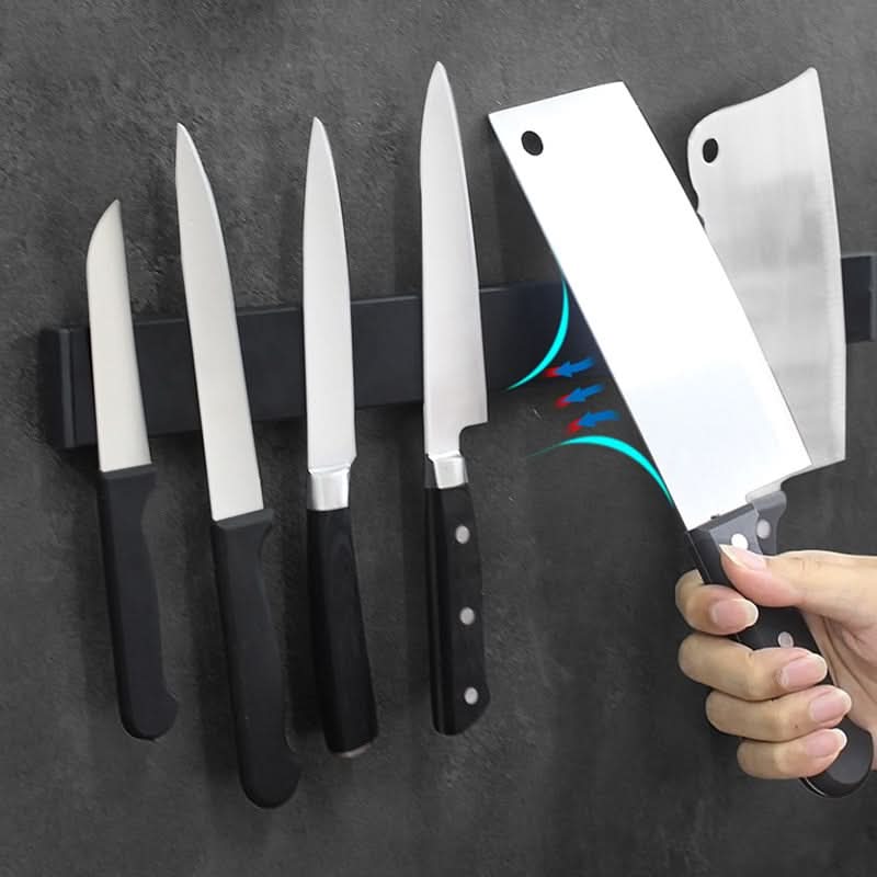 Lisslune | Magnetic Knife Holder – Wall-Mounted Black Steel Rack
