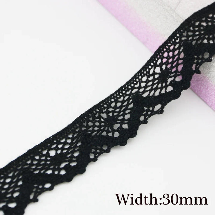 Rynx | (5 meters/roll) black lace fabric cotton embroidery trim DIY sewing handmade craft ribbons materials
