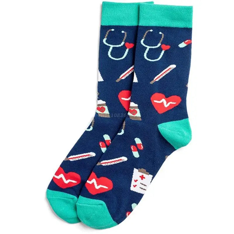 Lisslune | Unisex cotton socks with stethoscope and heart print for doctors and nurses