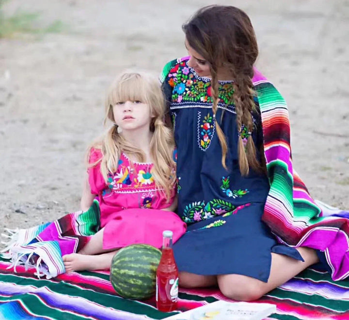 Lisslune | Boho Vibrant Mexican Serape Blanket