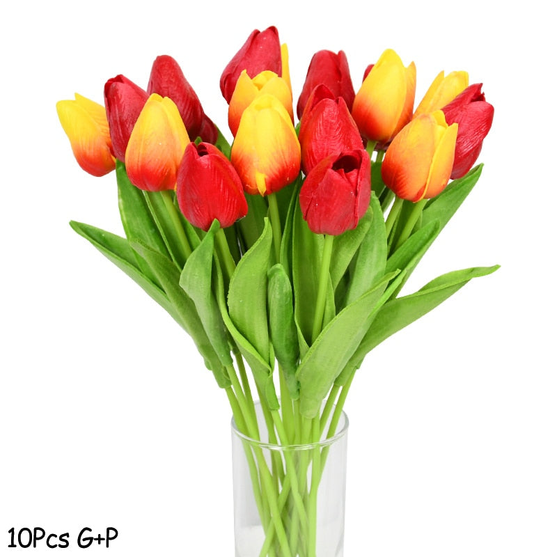 Lisslune | Artificial Flower Bouquet with Tulips, Decoration (10 Pieces)