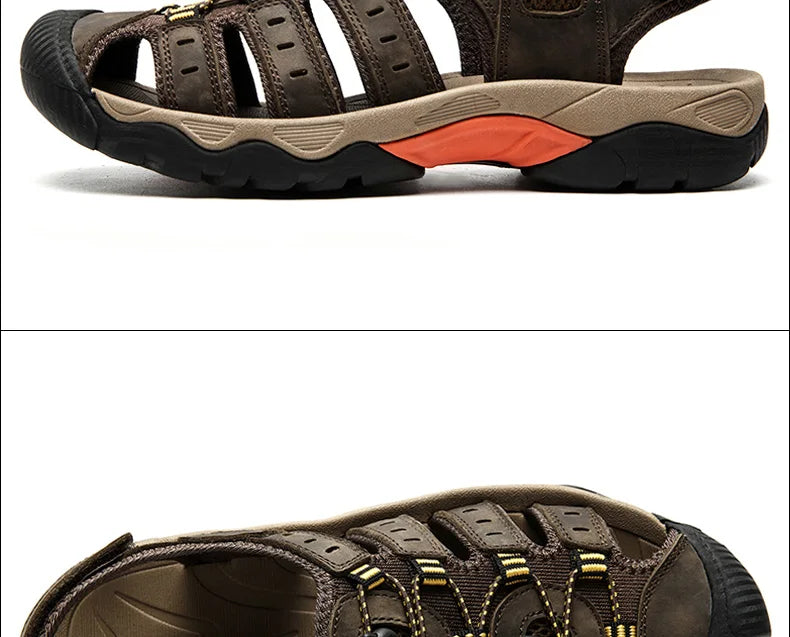 Lisslune | Summer Men's Outdoor Sandals Beach Shoes Genuine Leather Trekking Hiking