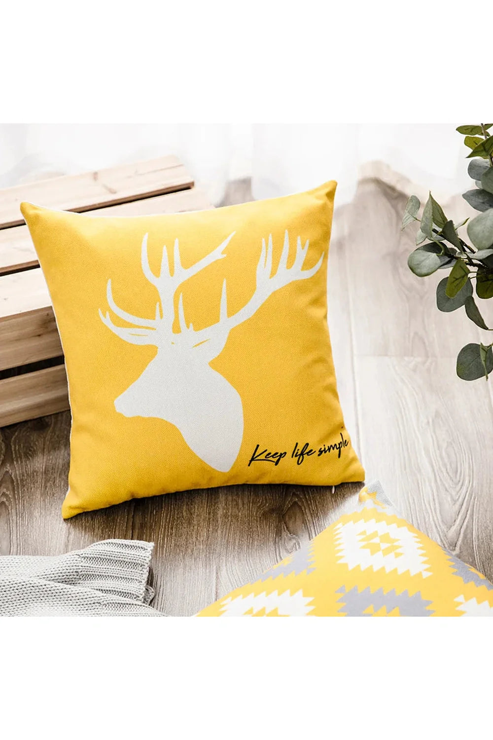 Lisslune | Yellow Deer Geometry Pillowcase