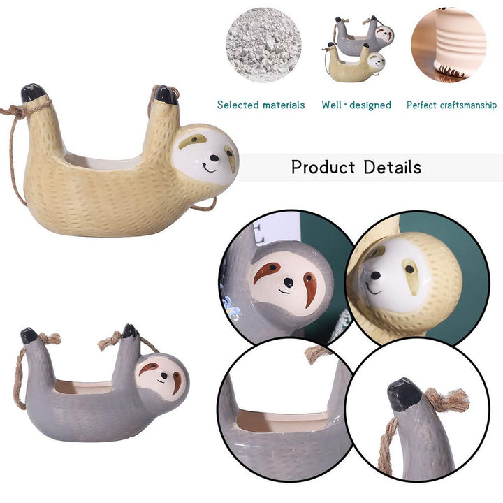 Lisslune | Ceramic Happy Sloth Flower Pot
