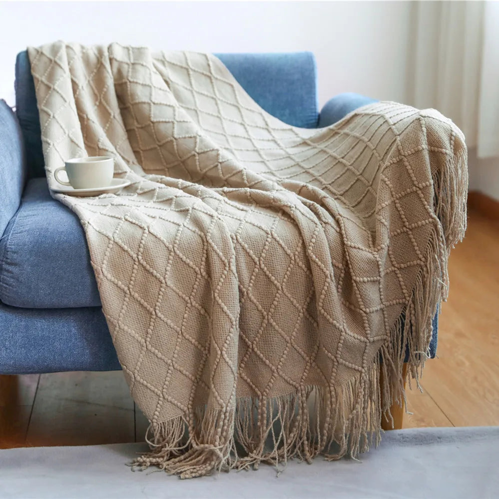 Lisslune | purple diamond knit blanket