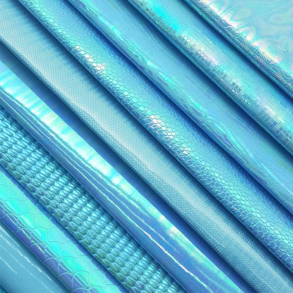Lisslune | Irisdente Blue Snake Glossy Fabric for Creative Crafting