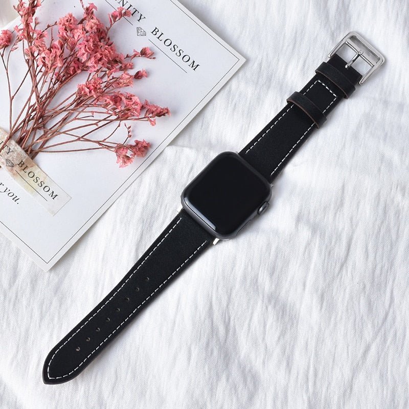 Lisslune | Leather strap for Apple Watch 42mm 38mm Series 3 4 5 6 SE 7 41MM 45MM
