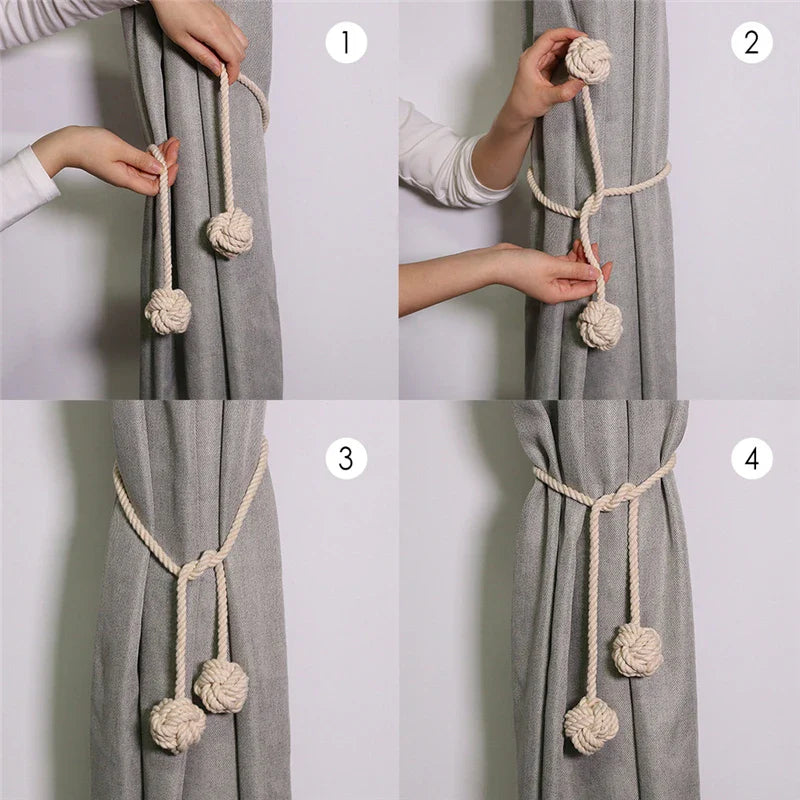 Rynx | Marame Curtain tape curtain tied ball pendant mini tapestry decoration handwoven cotton strap curtain accessory