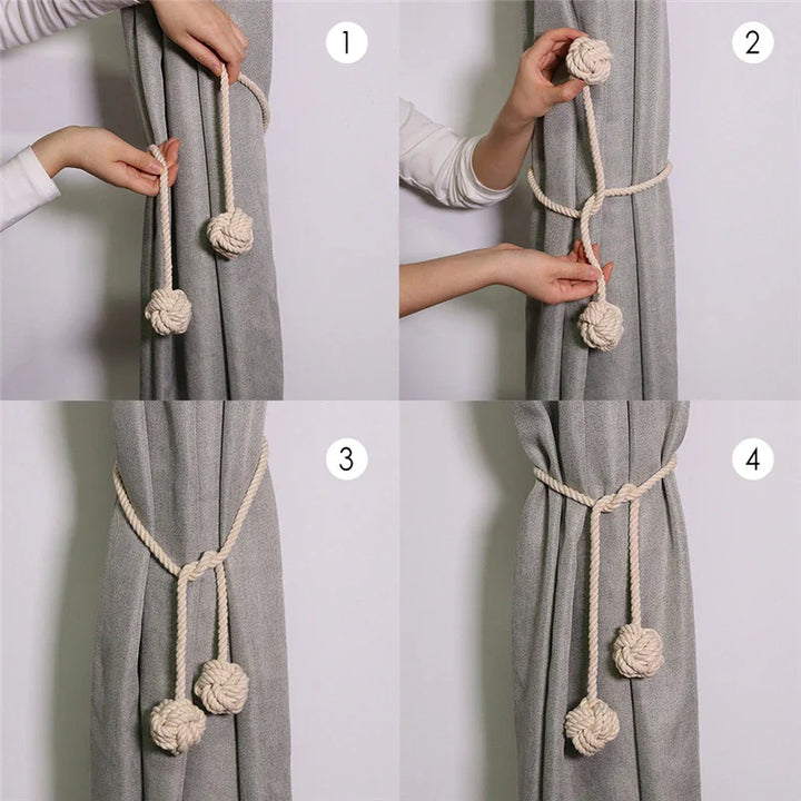 Rynx | Marame Curtain tape curtain tied ball pendant mini tapestry decoration handwoven cotton strap curtain accessory