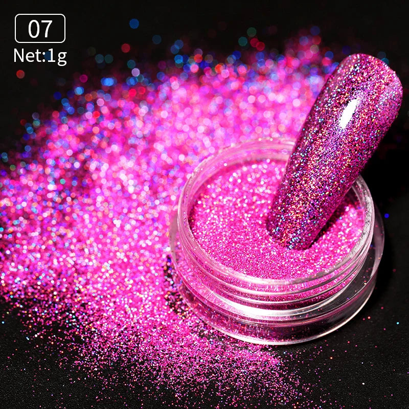Rynx | Aurora Pearl White Nails Glitter Dust Chrome Gradient Rubbing on Powder Mirror Reflective Magnetic Pigment Nail Art Decorations