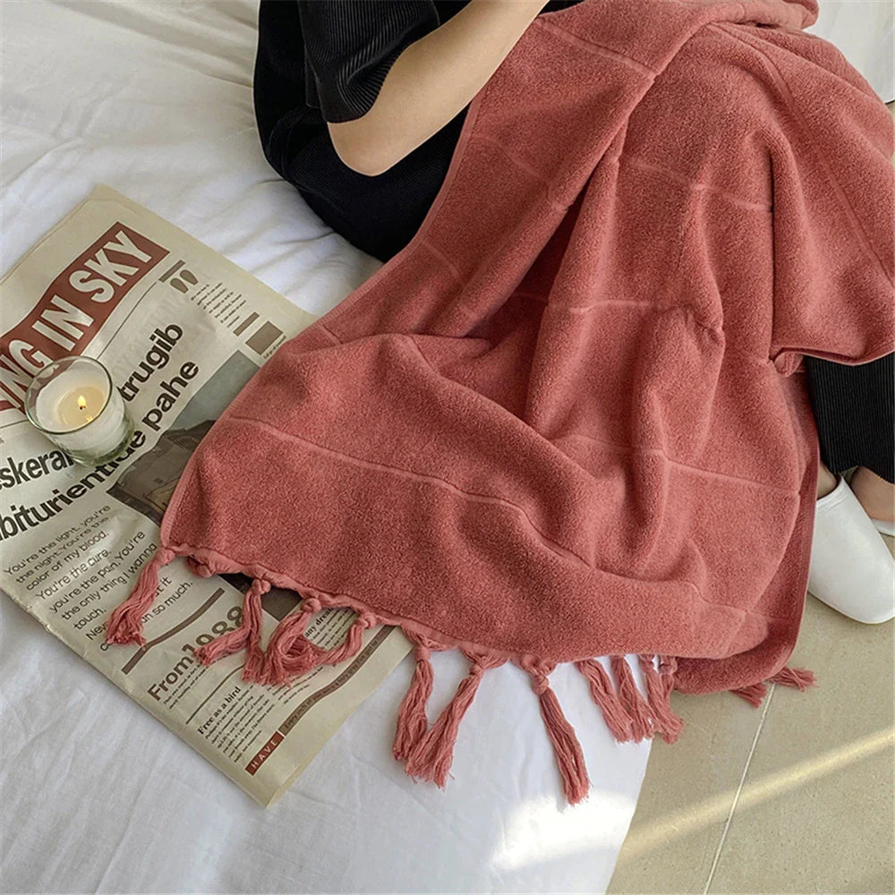 Rynx | Hand-knotted tassel made of pure cotton towel super absorbent household face bath towels bedspread women outdoor blanket