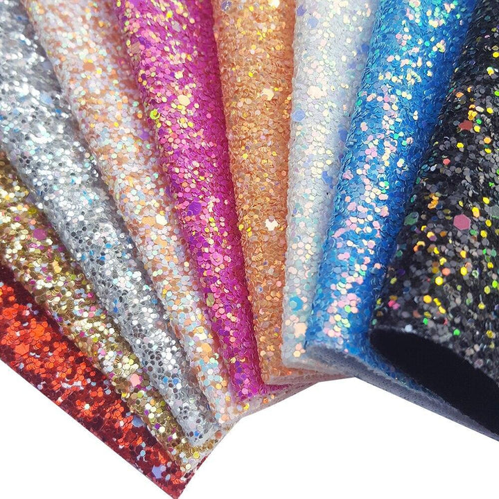 Lisslune | Glamorous Golden Purple Chunky Glitter Synthetic Leather Sheets for Creative DIY Projects