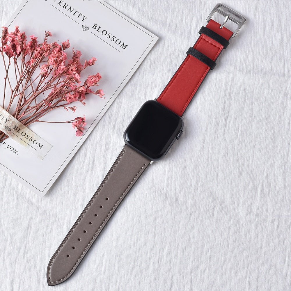 Lisslune | Leather strap for Apple Watch 42mm 38mm Series 3 4 5 6 SE 7 41MM 45MM