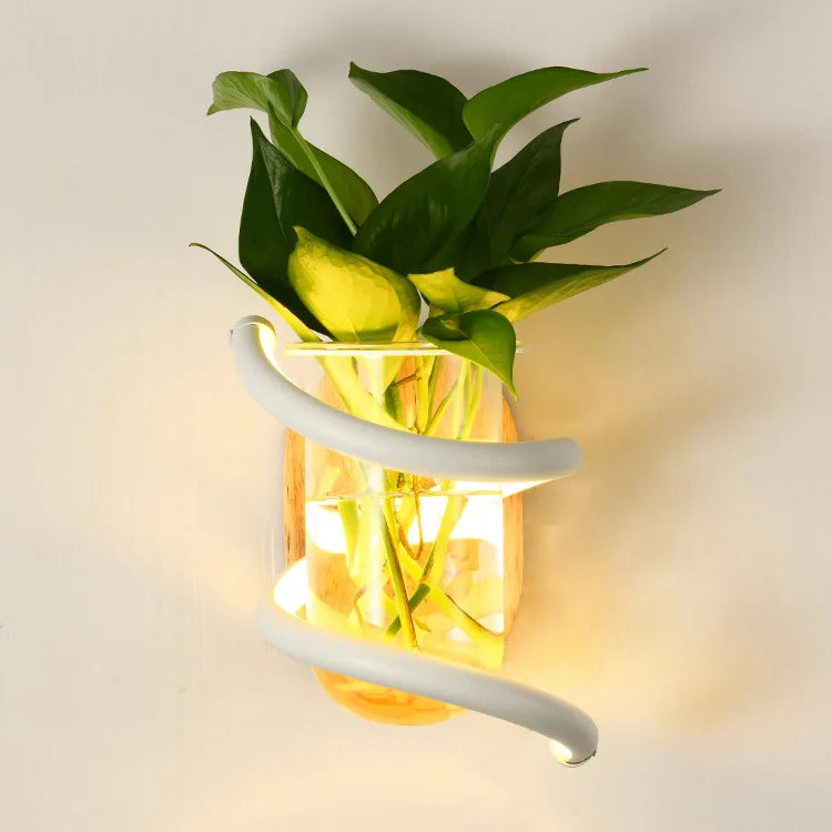Lisslune | Nordic Unique Wooden Outdoor Wall Vase Lamp