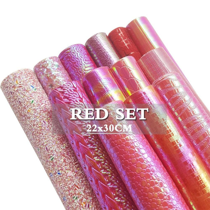 Lisslune | Shiny Red Chunky Glitter Craft Fabric Sheets - A4 Size for DIY Projects