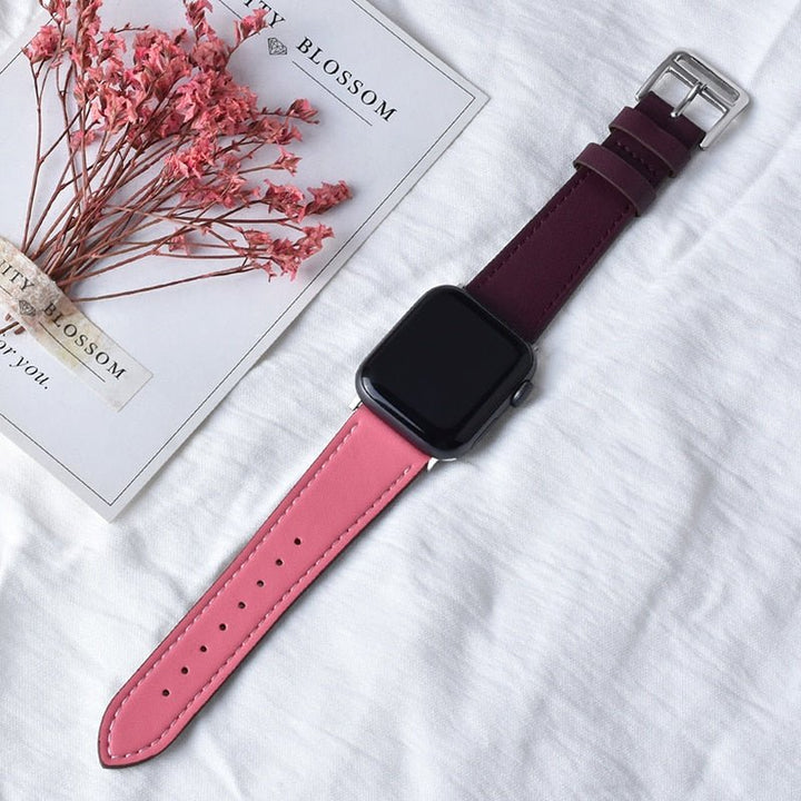 Lisslune | Leather strap for Apple Watch 42mm 38mm Series 3 4 5 6 SE 7 41MM 45MM