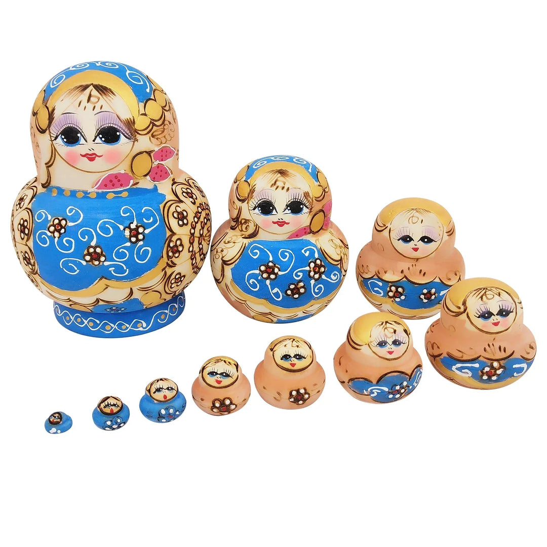 Lisslune | 10 pieces/set wooden Russian matryoshka dolls