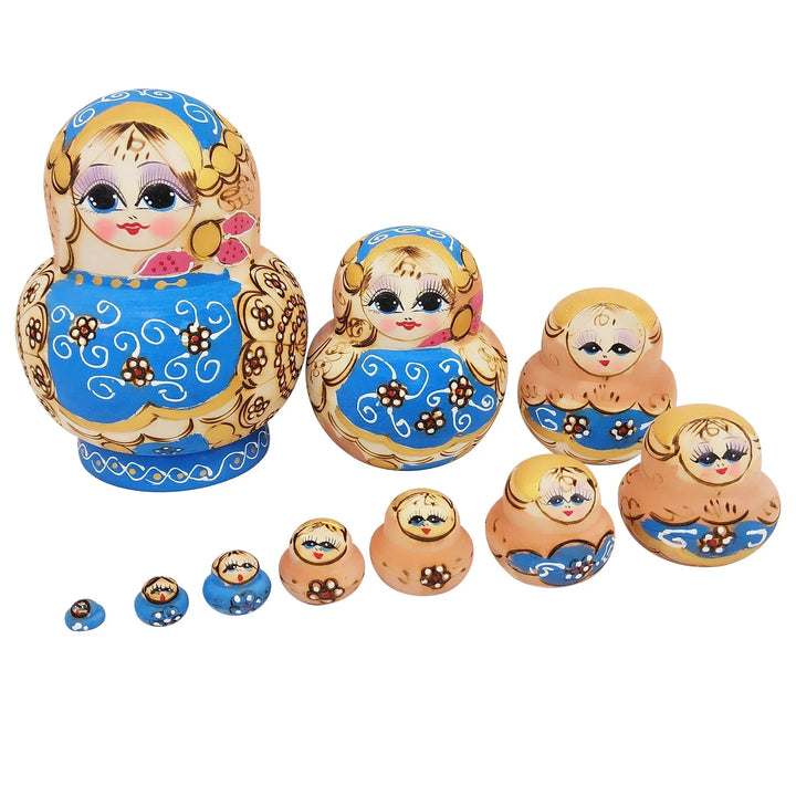 Lisslune | 10 pieces/set wooden Russian matryoshka dolls