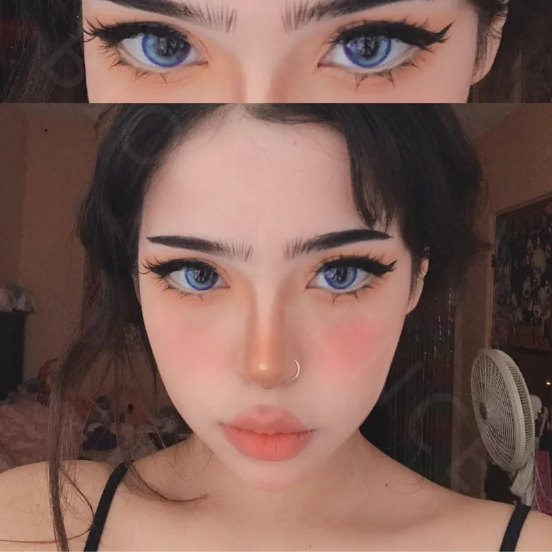 Rynx | 1 Pair Colored Contact Lenses Natural Eyes Contact Brown Lenses Blue Lenses Cat Eye Lenses Monet Gray Eye Lens Annual Sale