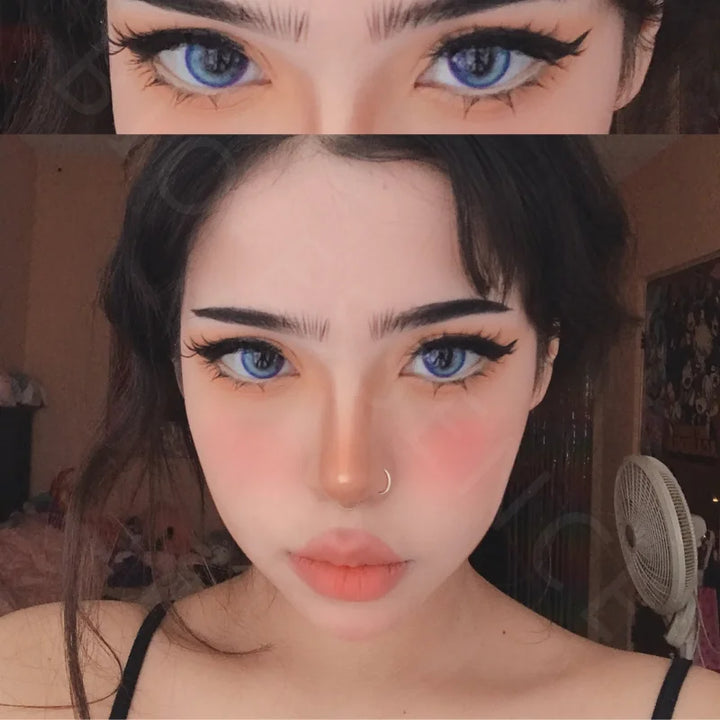 Rynx | 1 Pair Colored Contact Lenses Natural Eyes Contact Brown Lenses Blue Lenses Cat Eye Lenses Monet Gray Eye Lens Annual Sale
