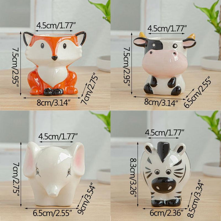 Lisslune | Cartoon Animal Motif Ceramic Flower Pot for Succulents
