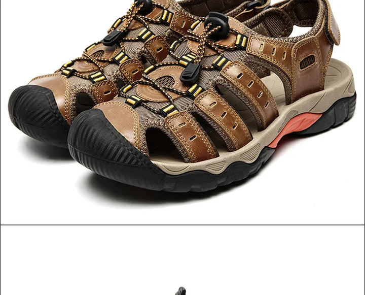 Lisslune | Summer Men's Outdoor Sandals Beach Shoes Genuine Leather Trekking Hiking