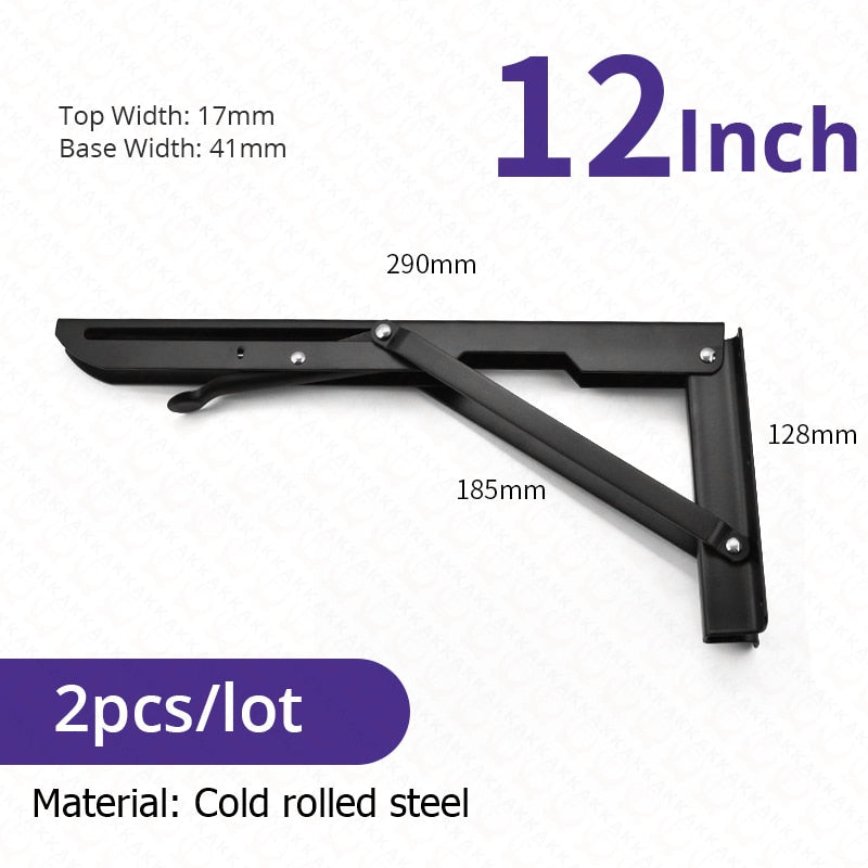 Lisslune | 2-piece set collapsible shelf brackets, heavy-duty, made of stainless steel for tables, motorhomes and space-saving