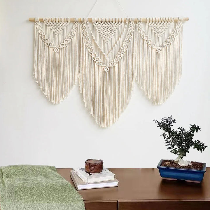 Rynx | Handwoven Pendant Macrame Wall Tapestry Geometry Bohemian Wall Tapestry Boho Decor Large Size Wall Tapestry Home Decor