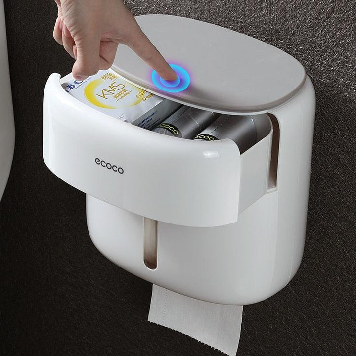 Lisslune | Bathroom organizer with phone holder and quick-change toilet paper function