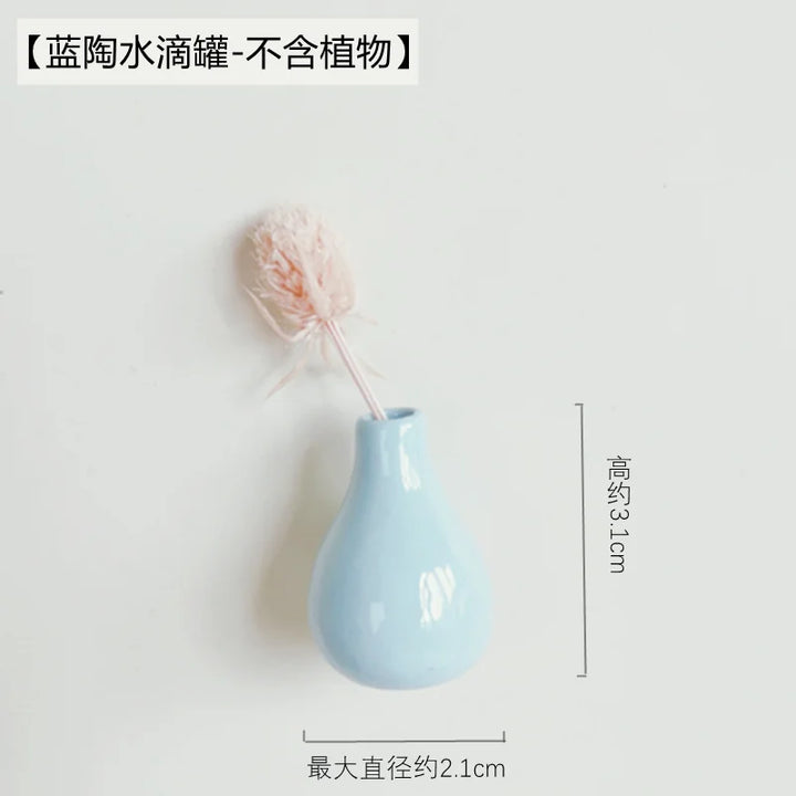 Rynx | Mini Ceramics Vase Refrigerator Magnet DIY Porcelain Vase Refrigerator Magnet Message Sticker Flower s Green Plant Kitchen Gift Decor