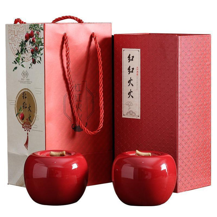 Lisslune | Charming red apple ceramic kitchen storage container