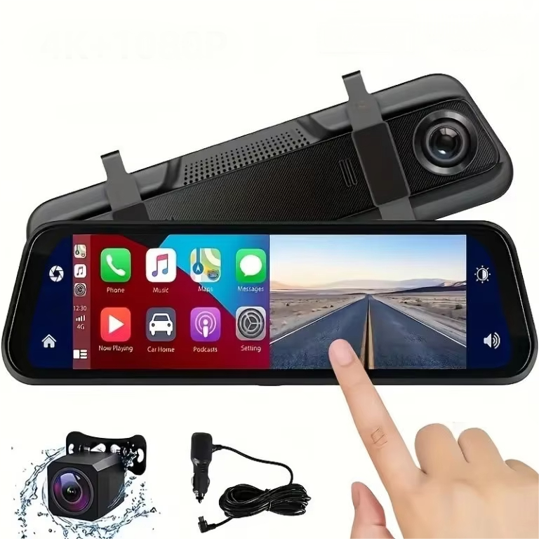 Lisslune | VisionMirror Pro – Ultra HD Mirror Dash Cam with Wireless CarPlay & Android Auto