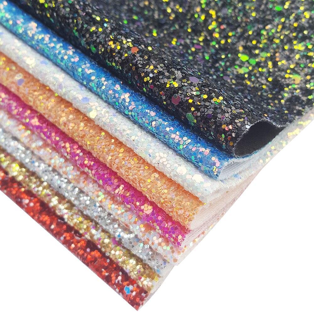 Lisslune | Glamorous Golden Purple Chunky Glitter Synthetic Leather Sheets for Creative DIY Projects