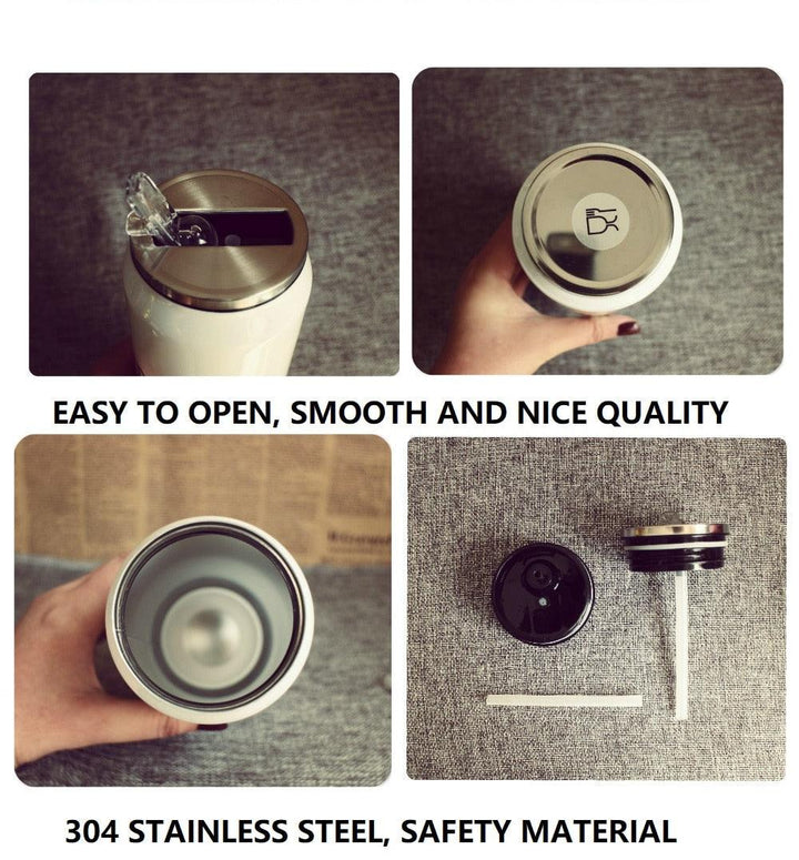 Lisslune | Stylish stainless steel insulated water bottle with colorful straw - 350ml & 500ml options
