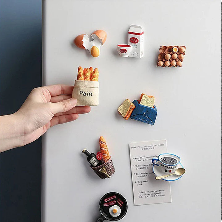 Rynx | Bionic Food Refrigerator Magnet 3D Creative Cartoon Home Decoration Magnetic Cute Refrigerator Magnet Magnetic Sticker Power Message