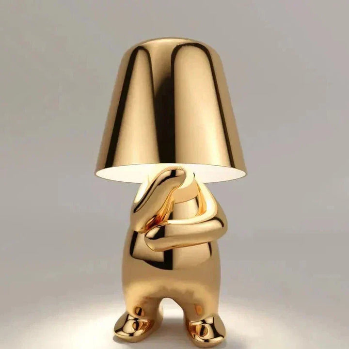 Lisslune | Golden Man LED Thinking Table Lamp – Playful Nightstand Lamp for Bedroom & Decor