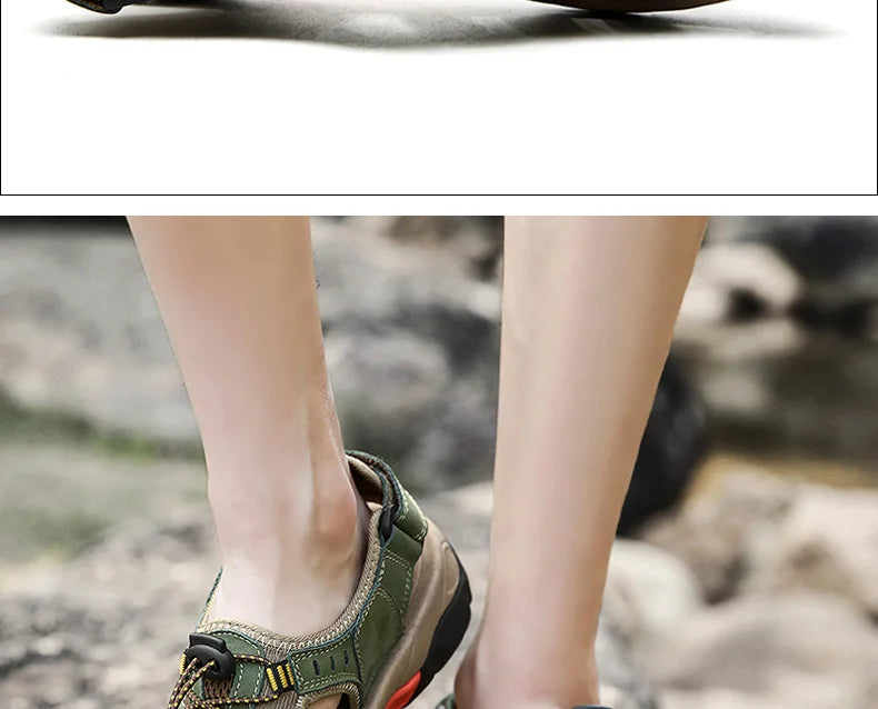 Lisslune | Summer Men's Outdoor Sandals Beach Shoes Genuine Leather Trekking Hiking
