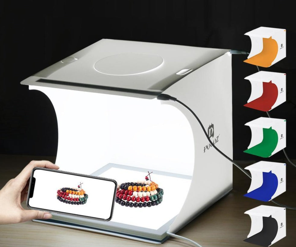 Lisslune | Mini Photo Studio "LumiCube" with LED lighting and 6 backgrounds