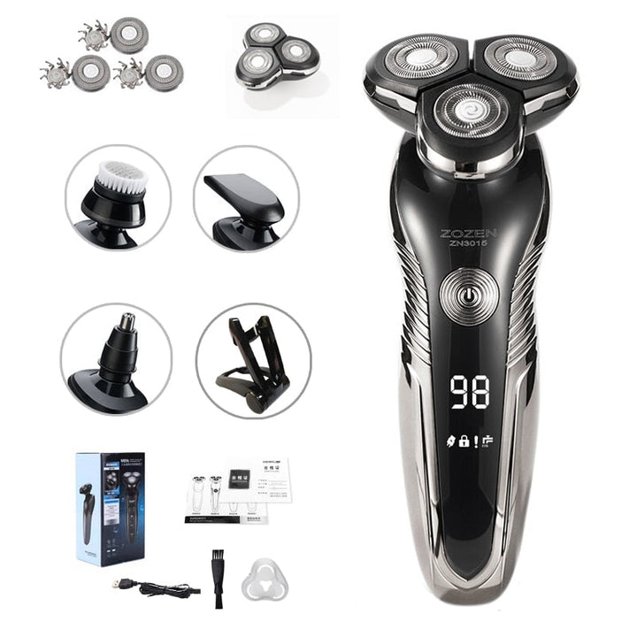 Lisslune | Rechargeable Wet & Dry Electric Shaver for Men – Waterproof Grooming with LCD Display