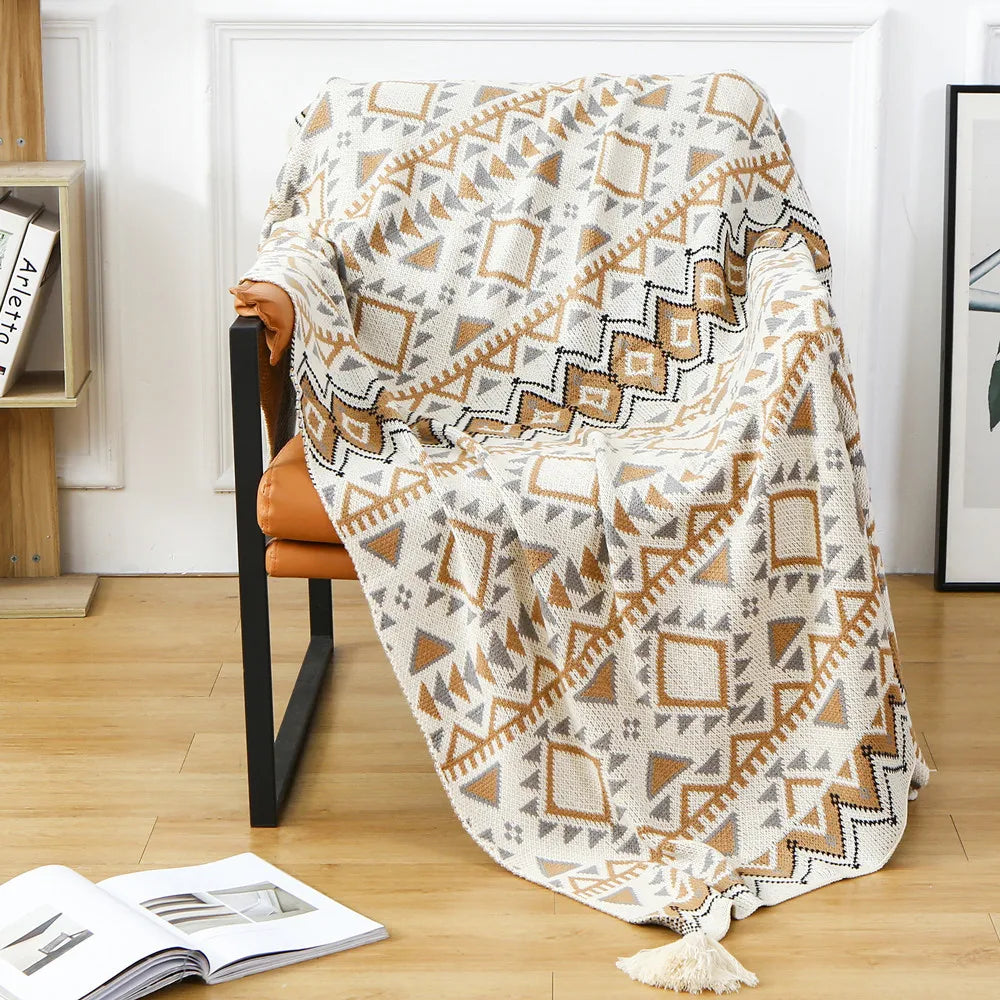 Rynx | Textile City Retro decorative cover blanket winter thick Navajo style sofa towel home knitted throw bedspread 130x200cm