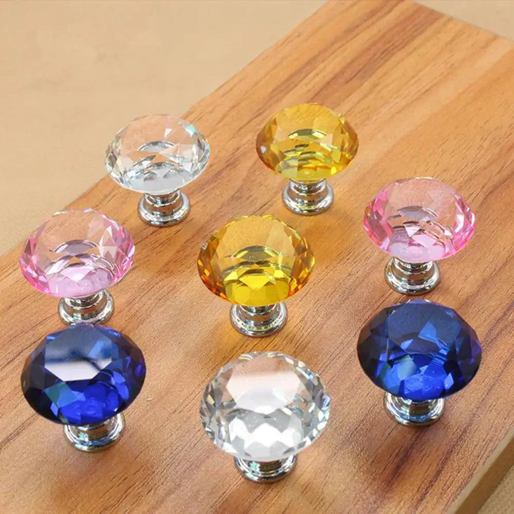 Lisslune | Elegant 30mm Diamond Crystal Glass Cabinet and Drawer Handles for a Glamorous Touch