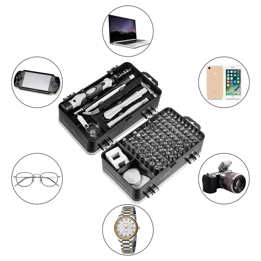 Lisslune | 110-piece magnetic precision tool set for home and professional repairs in sturdy stainless steel